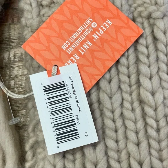 NWT Sh*t That I Knit Handcrafted Fringe Scarf Trowbridge Camel merino wool NWT Sh*t That I Knit Handcrafted Long Scarf Fringe  main image 3